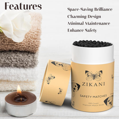 ZIKANI Espresso Stick Black Tip Matches – Premium Decorative Matches