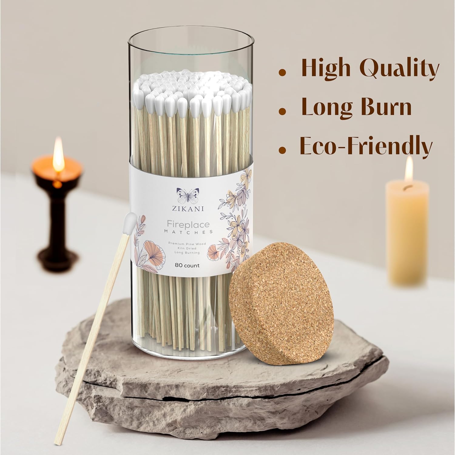 ZIKANI White Tip Fireplace Matches – Premium Long-Lasting Matches