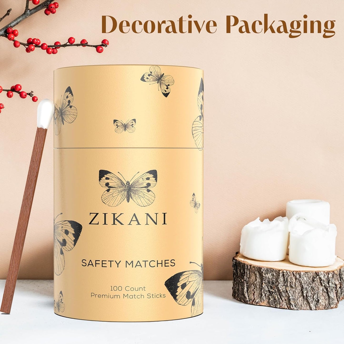 ZIKANI Espresso Stick & White Tip Matches – Premium Decorative Matches