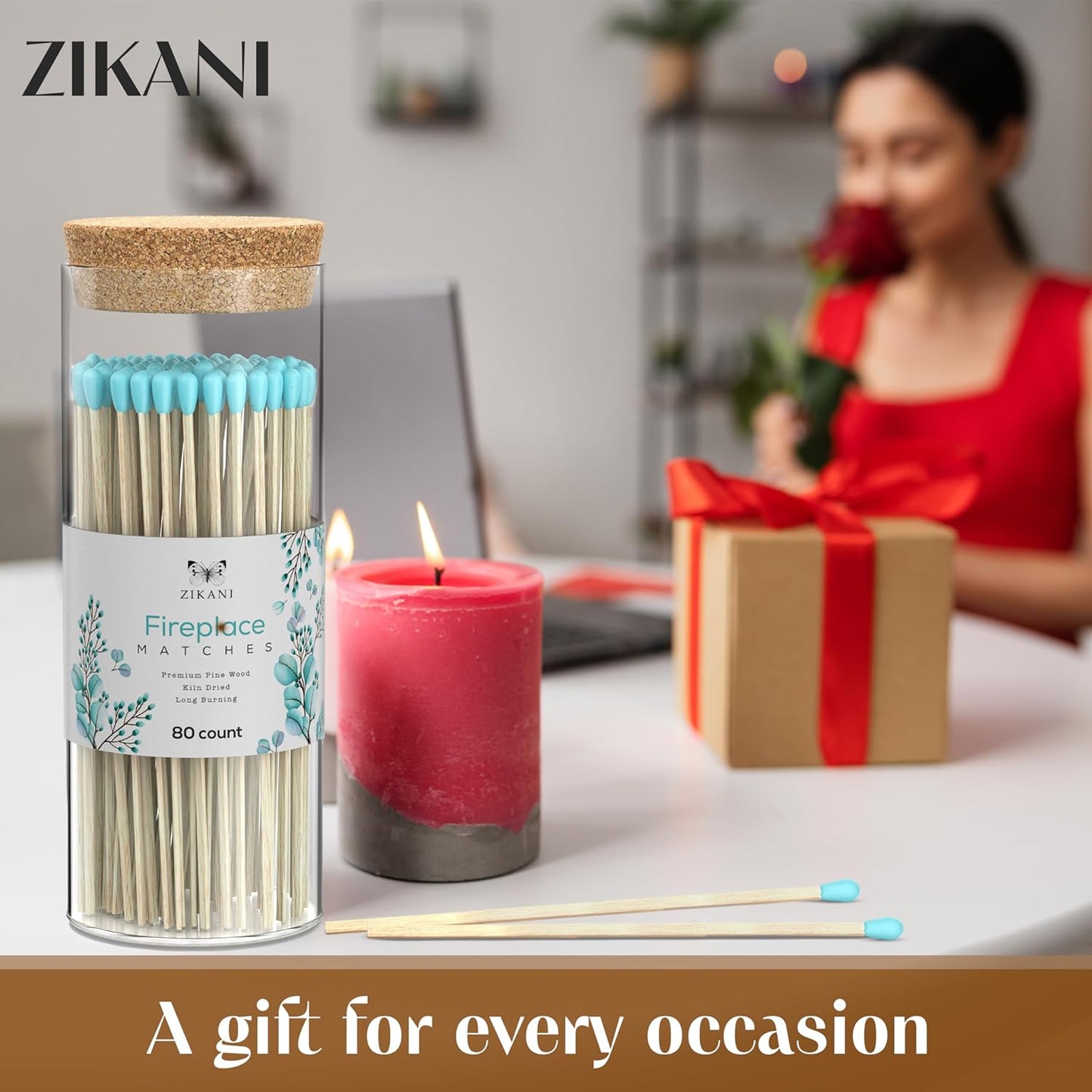 ZIKANI Blue Tip Fireplace Matches – Elegant Matches for Lighting