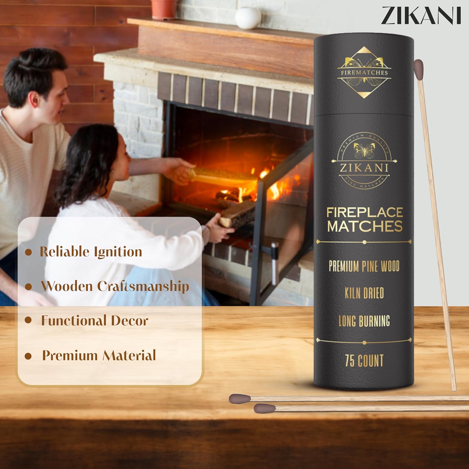 ZIKANI Long Matches | Black Tip – Premium Matches for Reliable Use