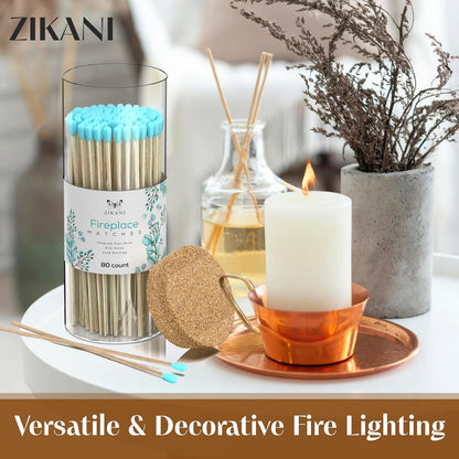 ZIKANI Blue Tip Fireplace Matches – Elegant Matches for Lighting