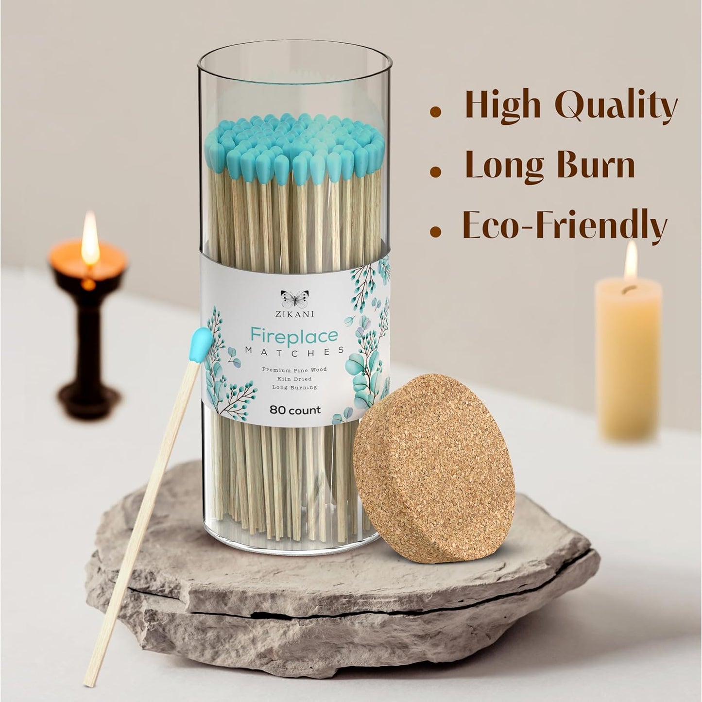 ZIKANI Blue Tip Fireplace Matches – Elegant Matches for Lighting