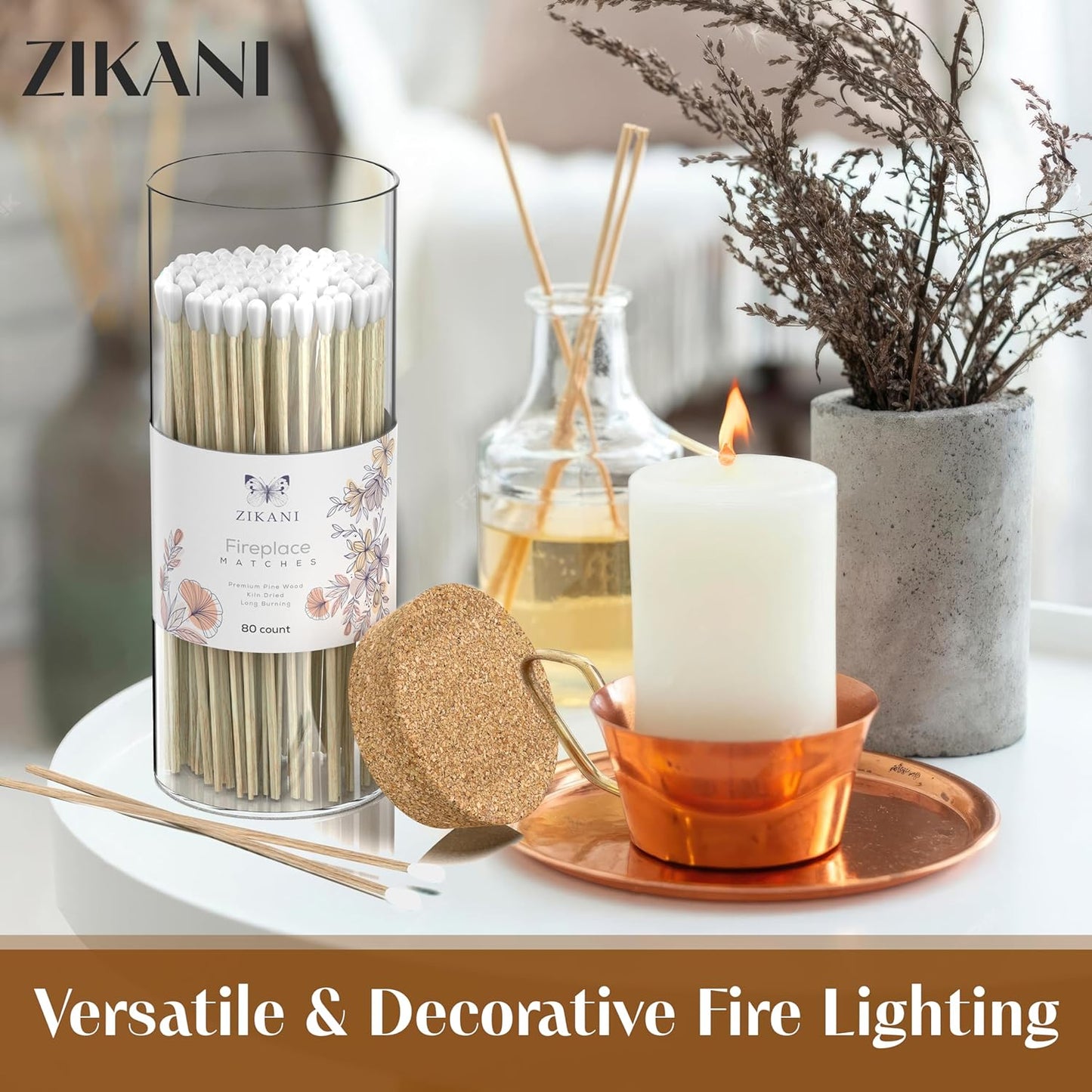 ZIKANI White Tip Fireplace Matches – Premium Long-Lasting Matches