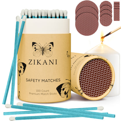 ZIKANI 4" Blue Stick & White Tip Matches