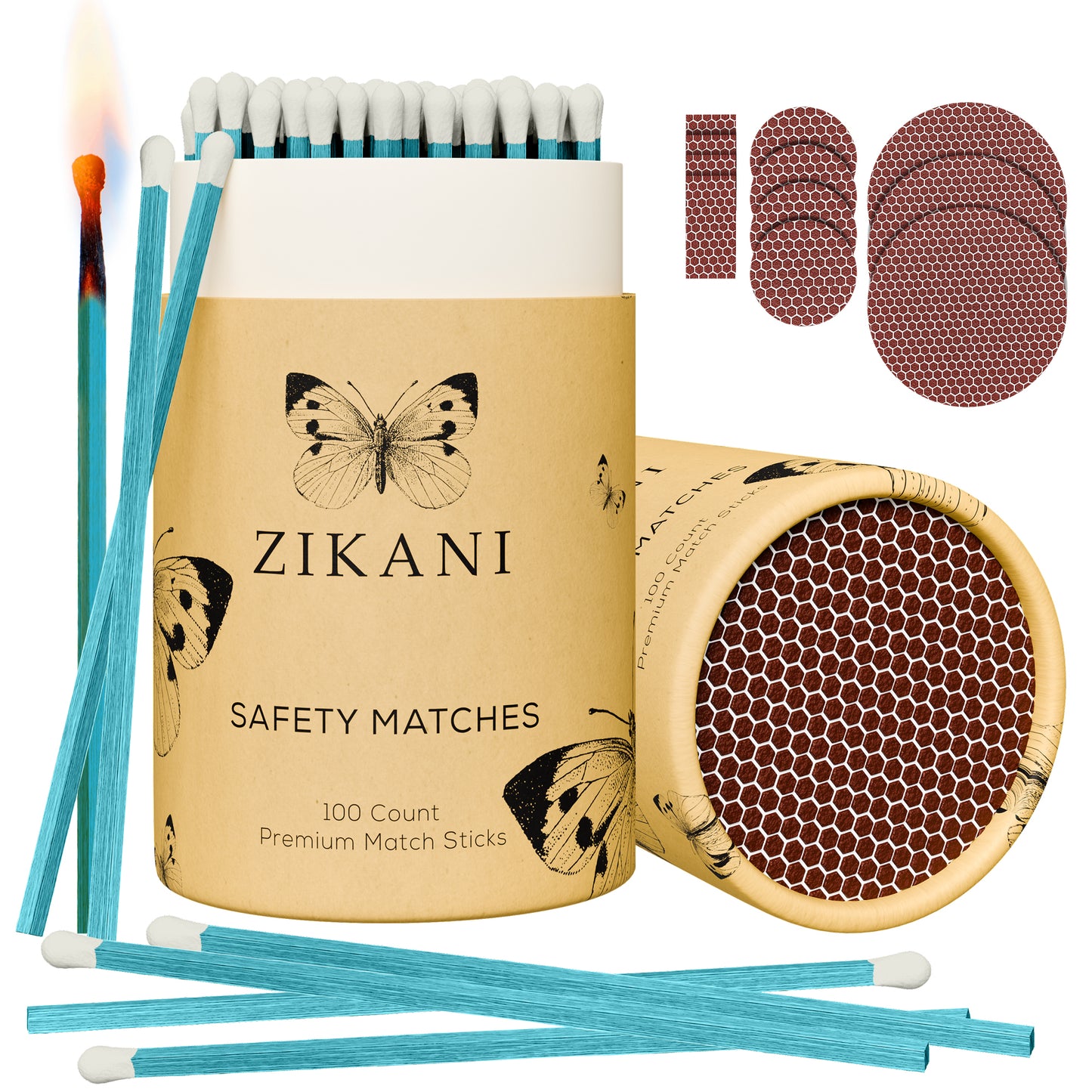 ZIKANI 4" Blue Stick & White Tip Matches