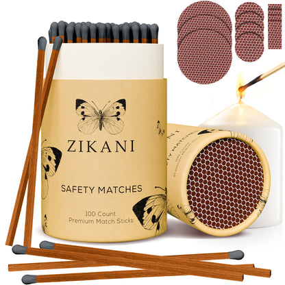 ZIKANI 4" Espresso Stick Black Tip Matches