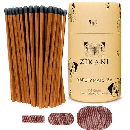 ZIKANI 4" Espresso Stick Black Tip Matches