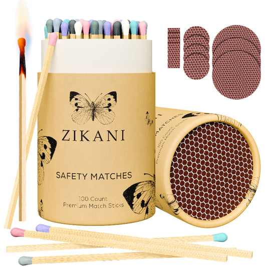 ZIKANI 4" Rainbow Colored Tip Matches
