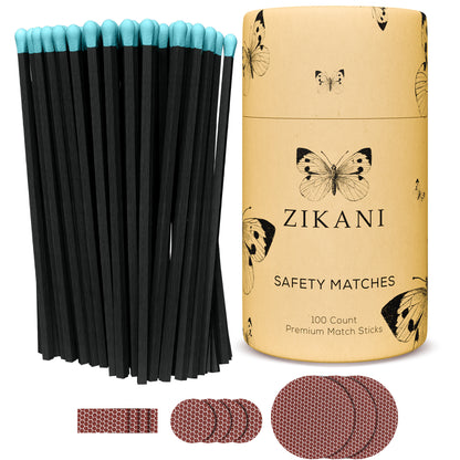ZIKANI 4" Black Stick & Blue Tip Matches