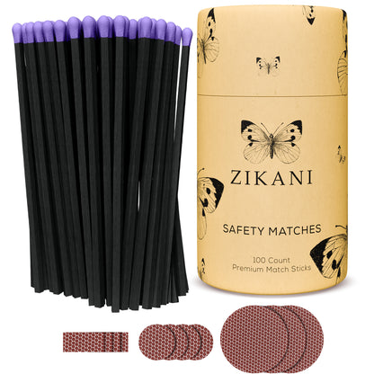 ZIKANI 4" Black Stick & Lavender Tip Matches