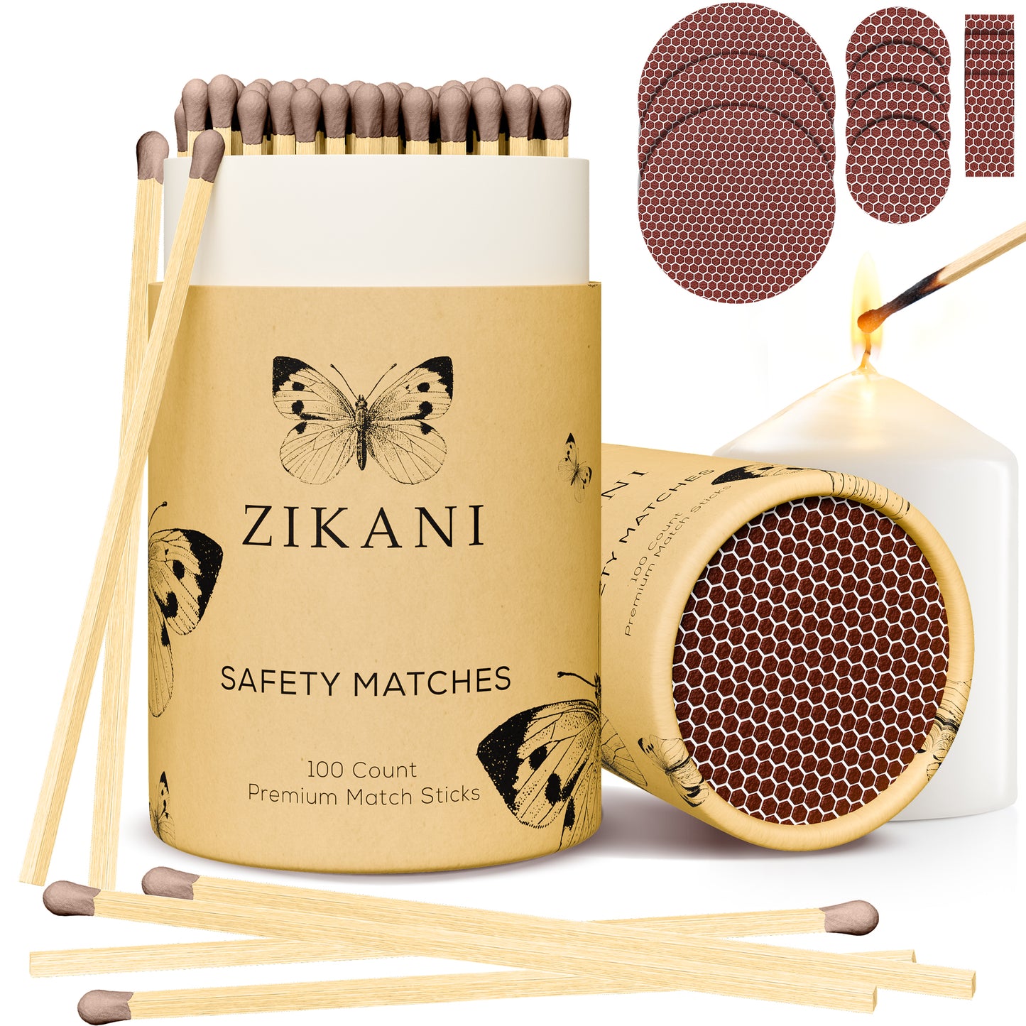ZIKANI 4" Brown Tip Matches