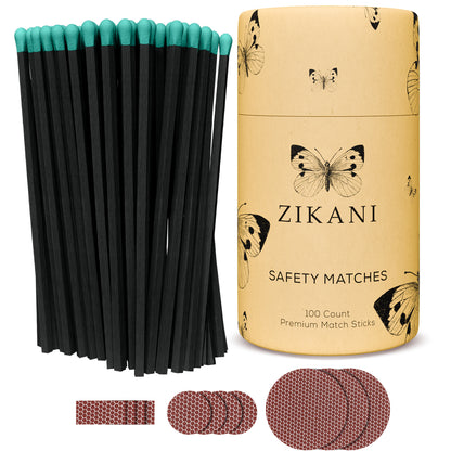 ZIKANI 4" Black Stick & Green Tip Matches