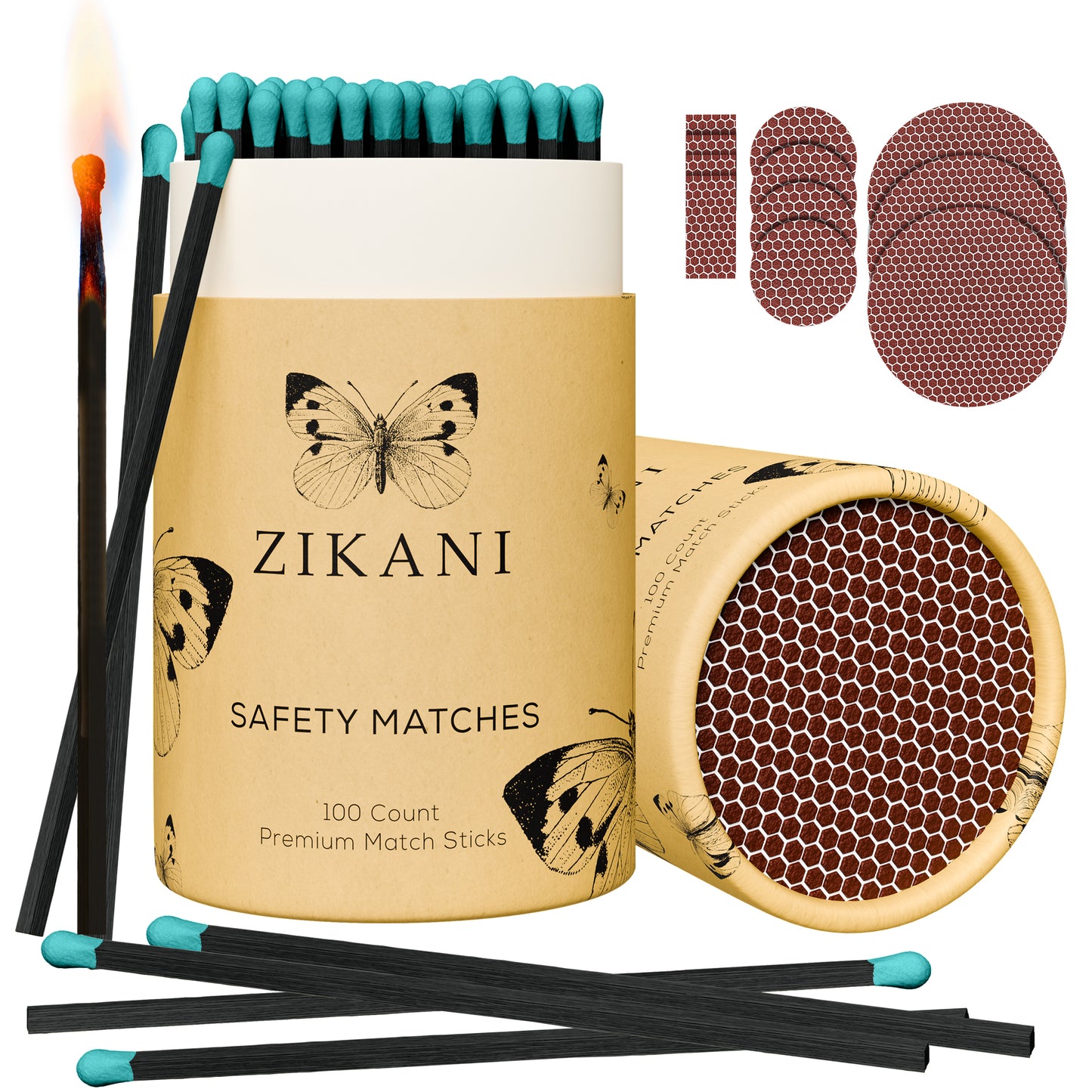 ZIKANI 4" Black Stick & Green Tip Matches