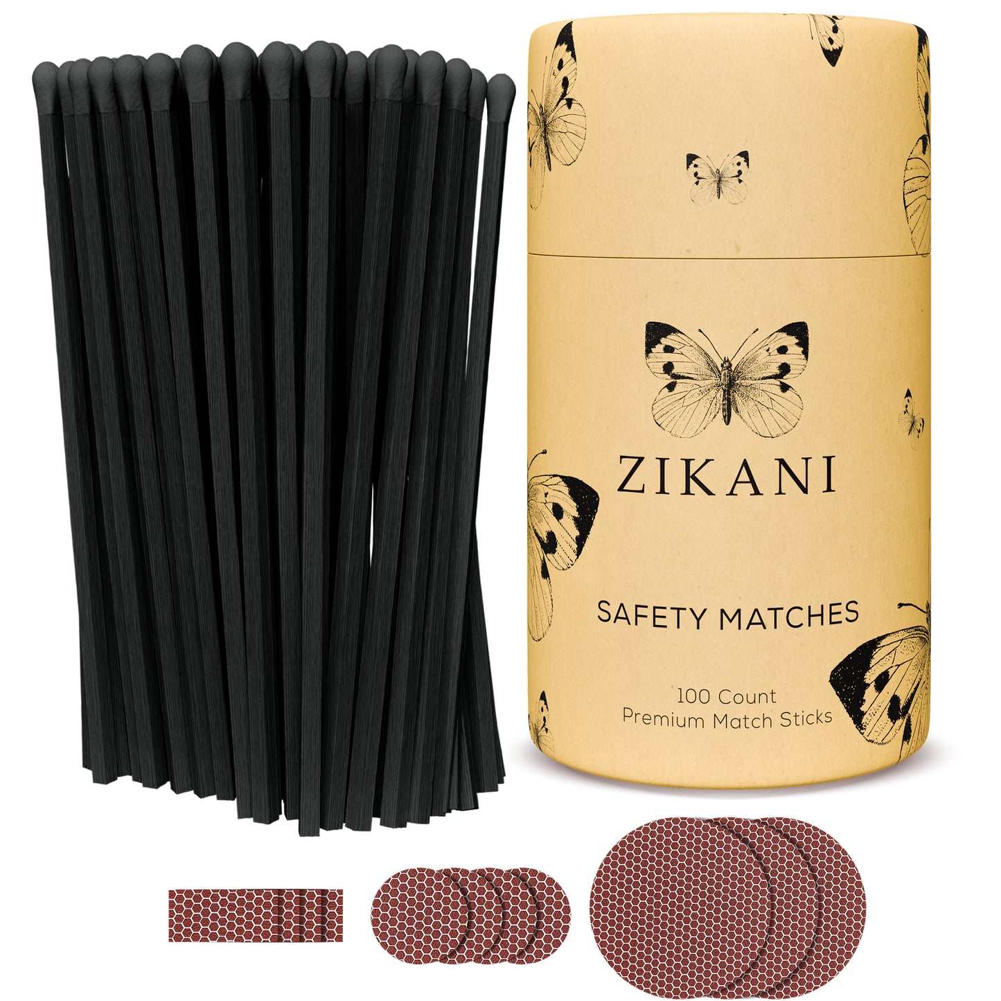 ZIKANI 4" Black Stick & Black Tip Matches