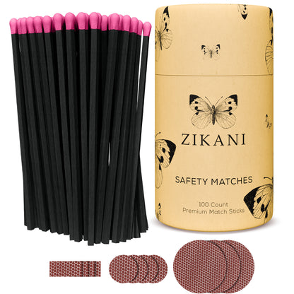 ZIKANI 4" Black Stick & Pink Tip Matches