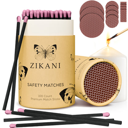 ZIKANI 4" Black Stick & Light Pink Tip Matches