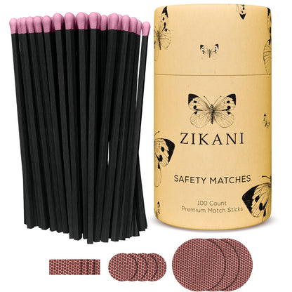 ZIKANI 4" Black Stick & Light Pink Tip Matches