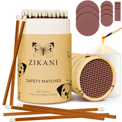 ZIKANI 4" Espresso Stick & White Tip Matches