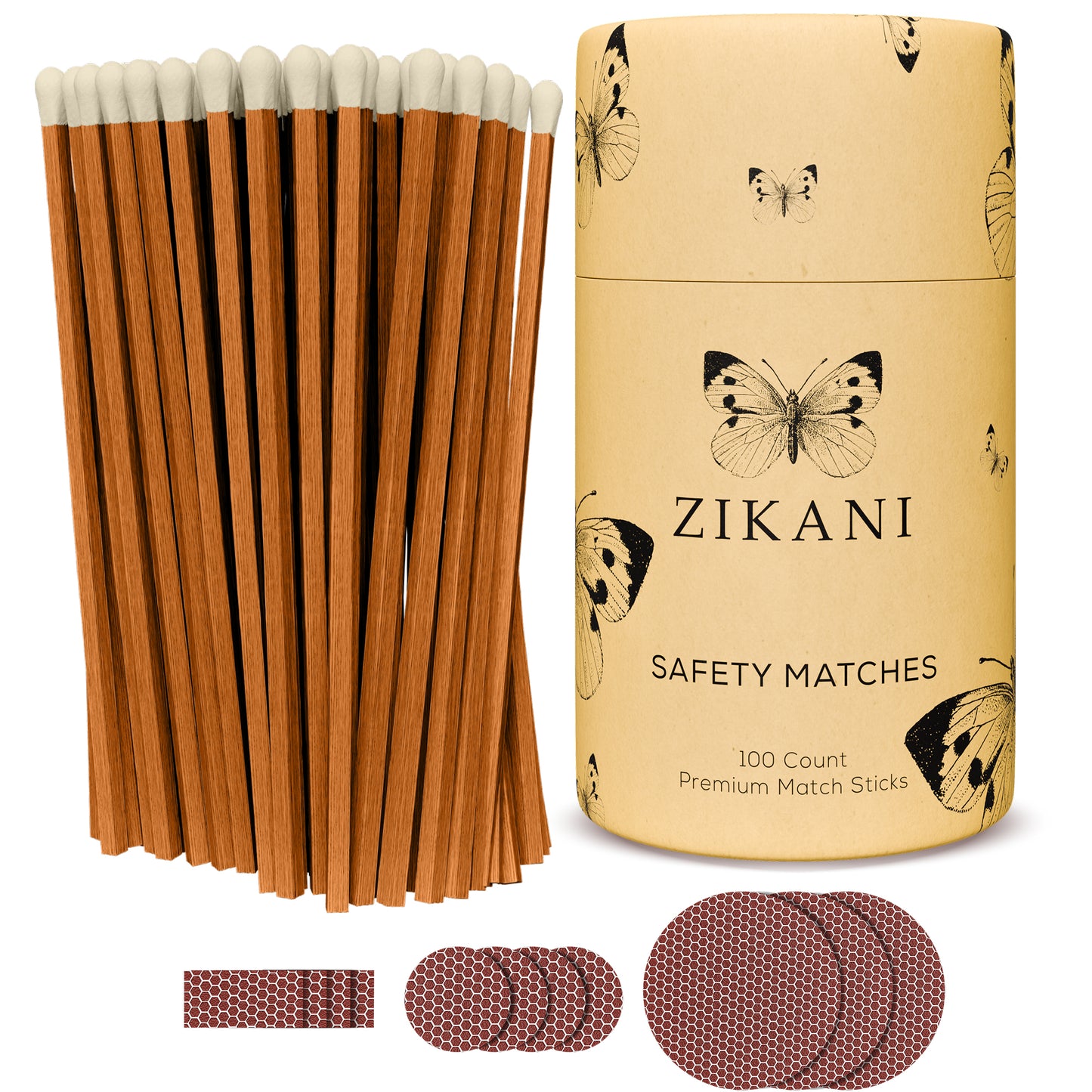 ZIKANI 4" Espresso Stick & White Tip Matches