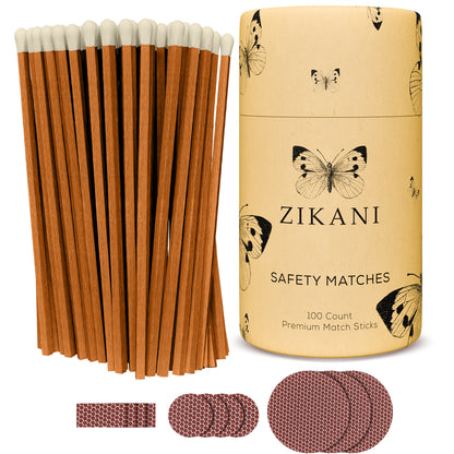 ZIKANI 4" Espresso Stick & White Tip Matches