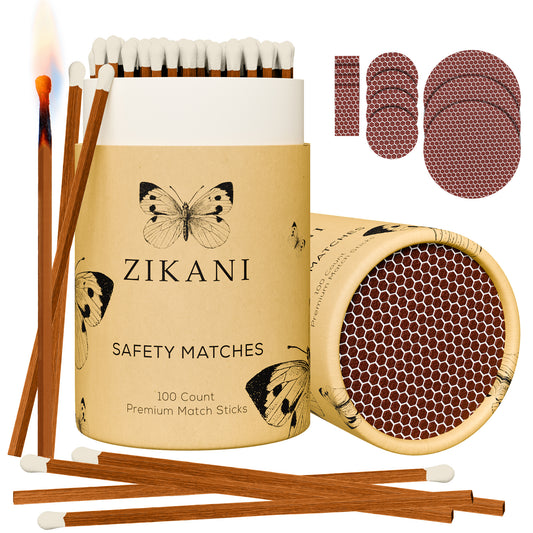 ZIKANI 4" Espresso Stick & White Tip Matches