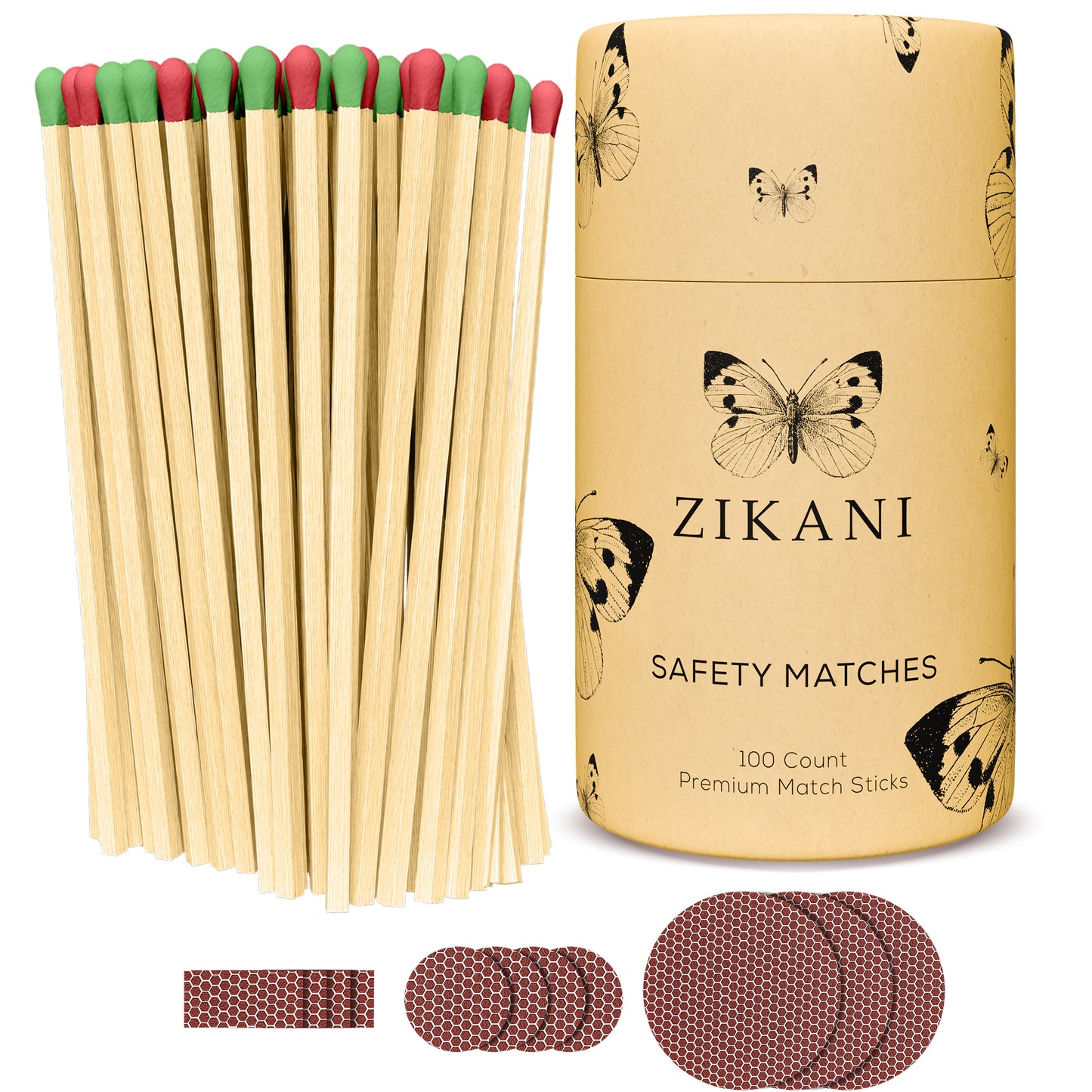 ZIKANI 4" White Stick - Green & Red Tip Matches