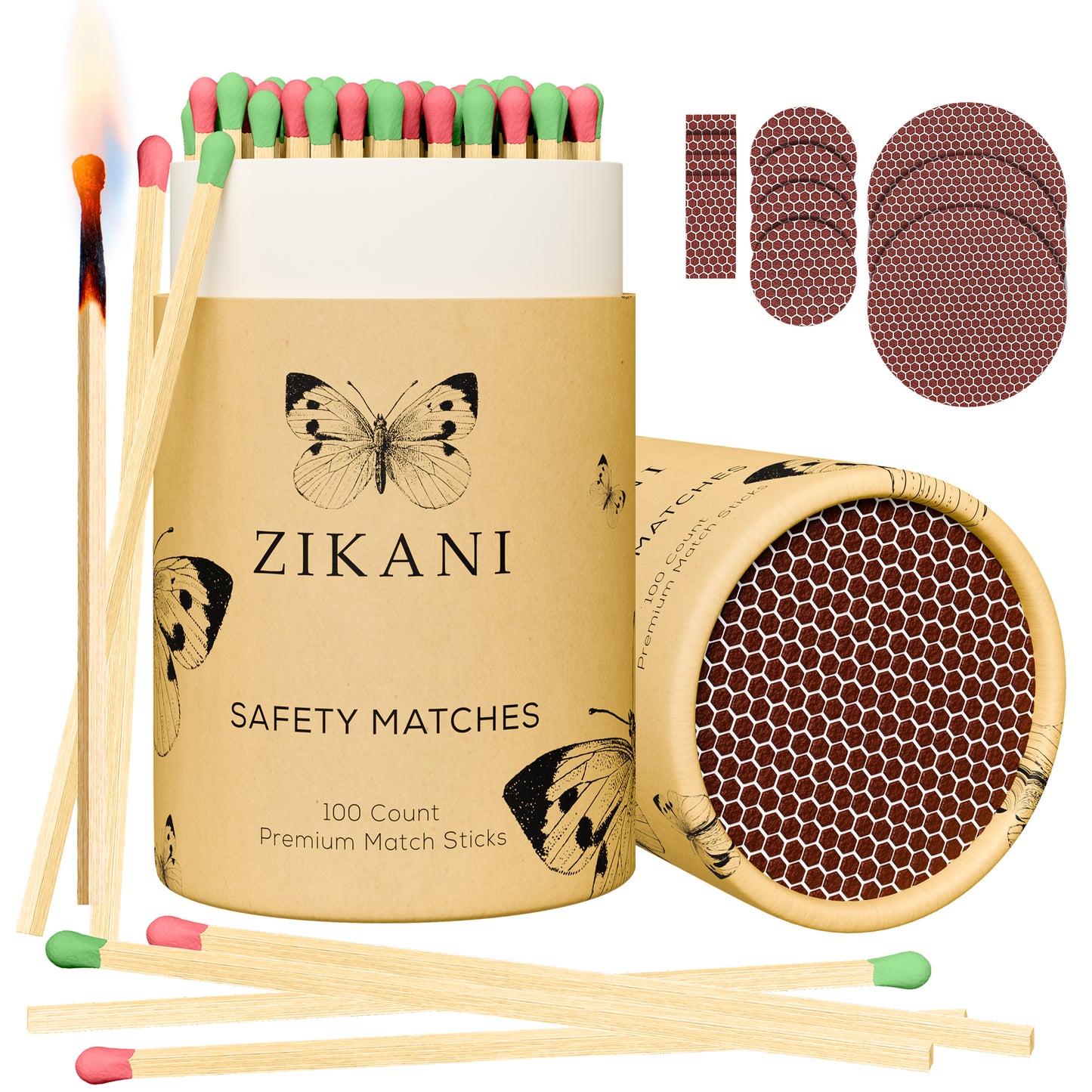 ZIKANI 4" White Stick - Green & Red Tip Matches