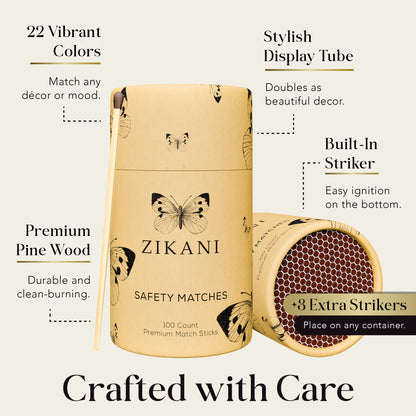 ZIKANI 4" Black Stick & Lavender Tip Matches