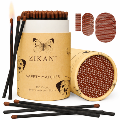 ZIKANI 4" Black Stick & Brown Tip Matches